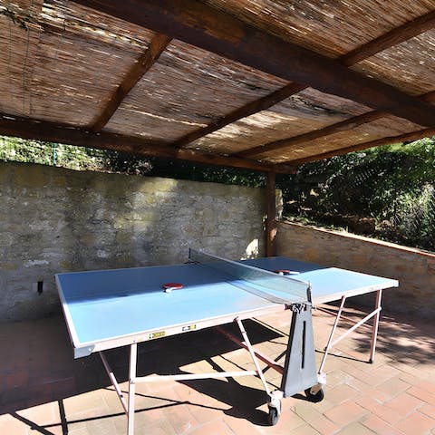 Play a table tennis match under the loggia and sip Chianti wine at sunset
