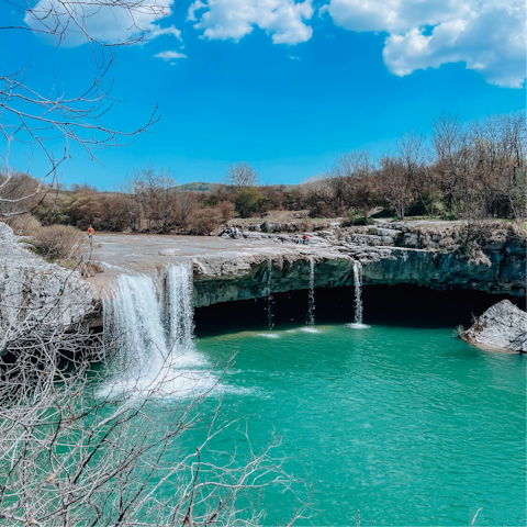 Marvel at the Pazin Waterfall, a fifteen-minute drive away