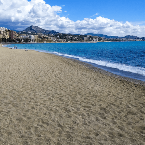 Feel the sand between your toes and the waves lapping over your feet at one of the nearby beaches along the Málaga coastline