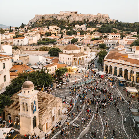 Explore Monastiraki Square, a thirteen-minute stroll from your door