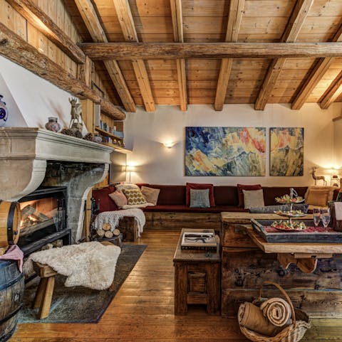 Relax in front of the roaring fire as the chef prepares  your meals