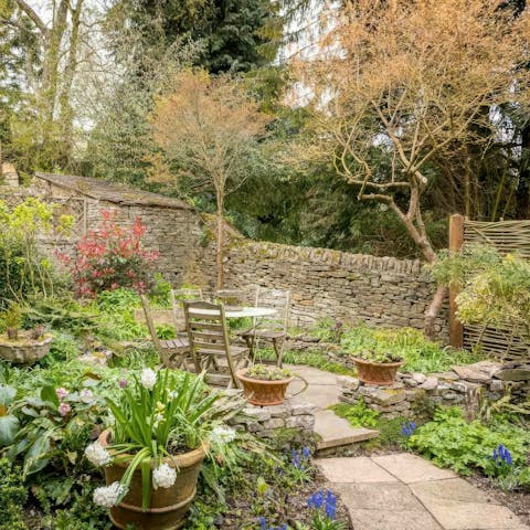 Enjoy your morning cuppa in the quaint country garden