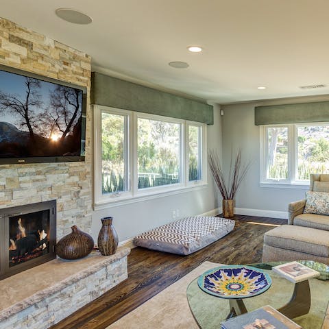 Light the fire and enjoy cosy movie nights in the living room