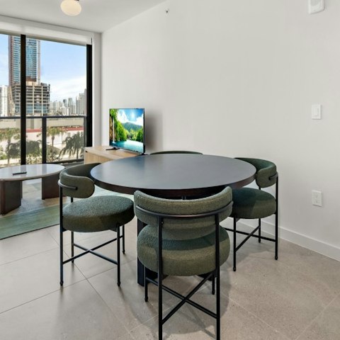 Start the day with breakfast at the dining table