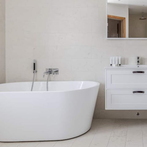 Fill the bathtub with bubbles and enjoy a luxurious, long soak