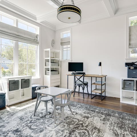 Catch up on a few work emails at the dedicated desk