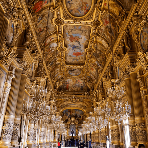 Discover the incredible Palais Garnier, an eighteen-minute walk away