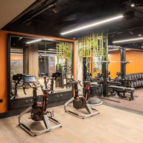 Enjoy a revitalising workout at the shared gym