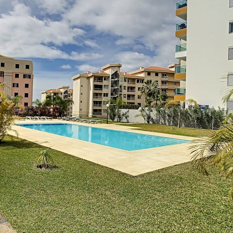 Take advantage of the communal pool and garden
