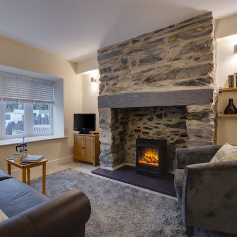 Warm yourself by the fire after a long day of adventures