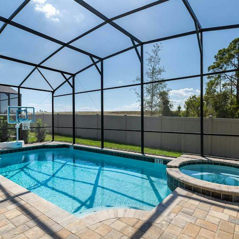 Spend sunny days in the private pool and spa