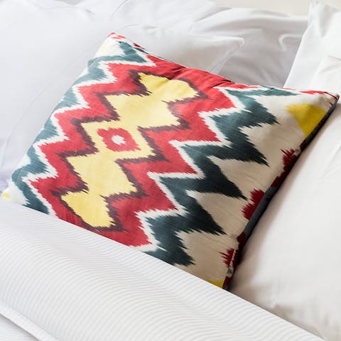 A comfortable king sized bed