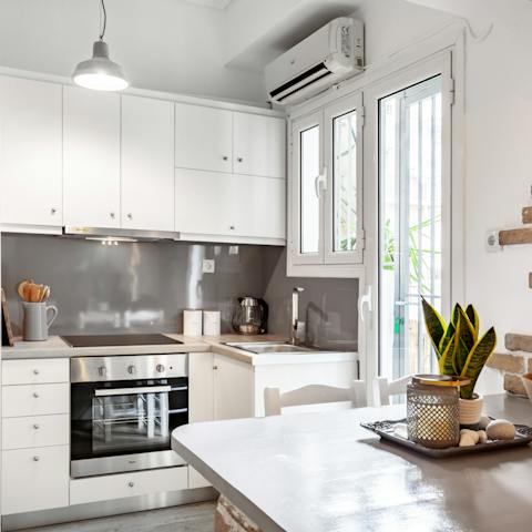 Serve up Greek yoghurt, fresh fruit and honey at the breakfast bar