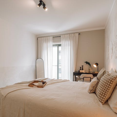 Get to work bright and early at the bedroom desk