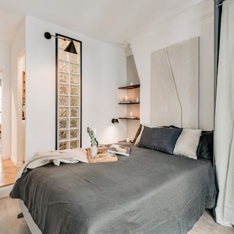 Enjoy a blissful sleep in the serene bedroom