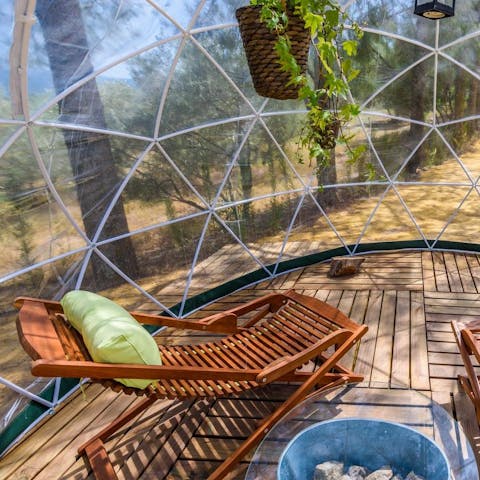 Watch the local wildlife from the garden dome's seating area