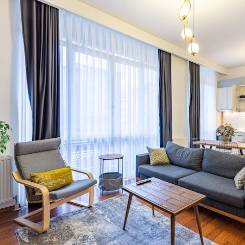 Relax in the living area, sipping on cups of Turkish coffee and chatting