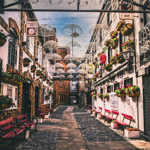 Walk thirty five minutes to the lively Commercial Court