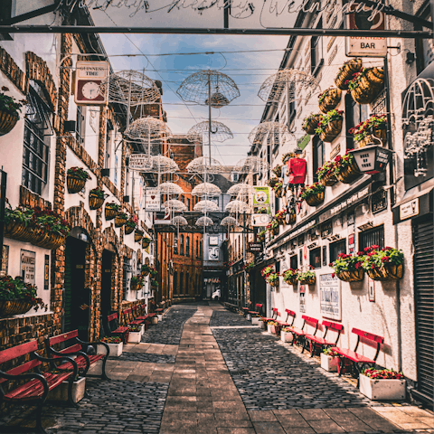 Walk thirty five minutes to the lively Commercial Court