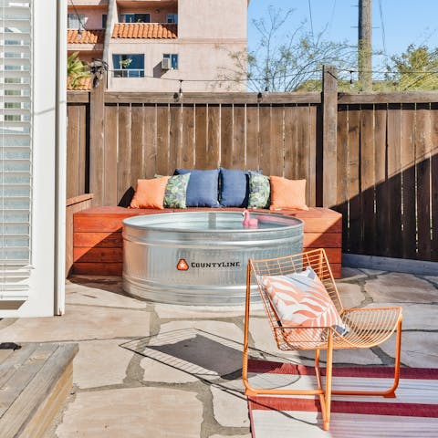 End the day with a dip in the heated cowboy tub