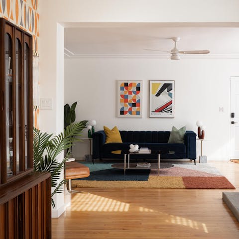 Feel totally at home in the mid century-inspired lounge
