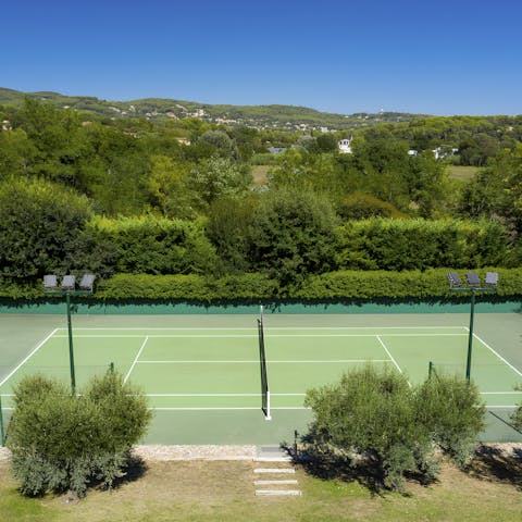 Enjoy a game of tennis on the private tennis court