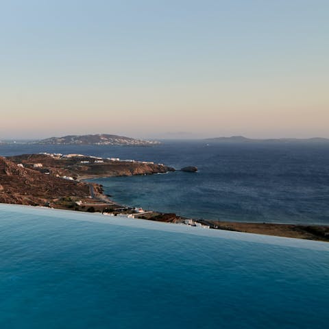 Take a dip in the infinity pool with sweeping views across the horizon