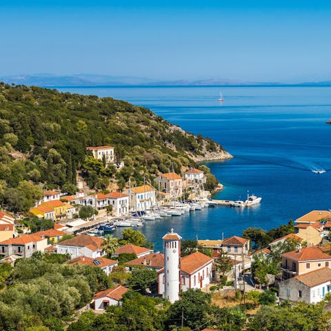 Make the ten-minute drive to the pretty coastal town of Frikes