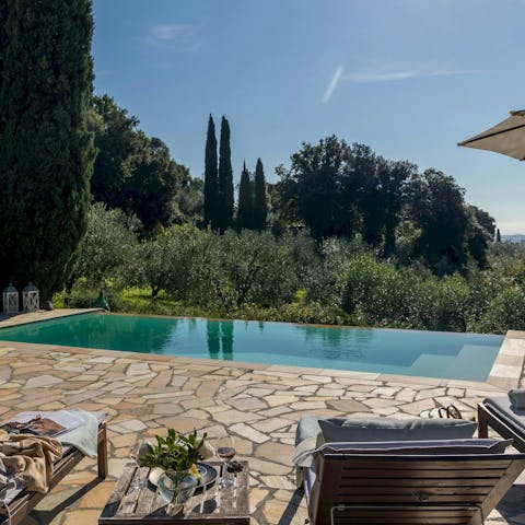 Swim in the private pool as you soak up the sounds of nature