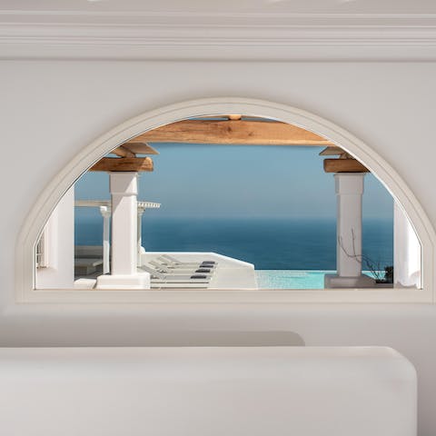 Take in panoramic views of the caldera from inside and out