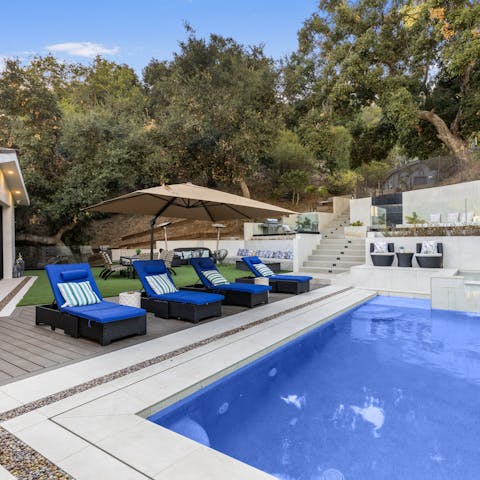 Take a refreshing dip in the private swimming pool