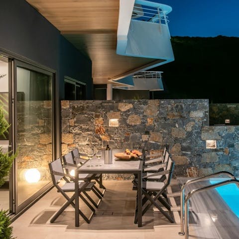 Serve your favourite drinks on the terrace as the sun sets