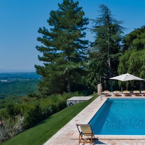 Drink in the 360-degree views from the private poolside