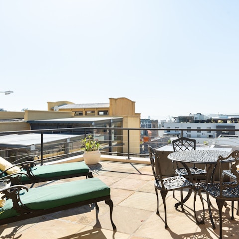 Head up to the rooftop terrace and look out over the Cape Town skyline