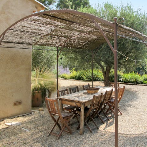 Serve up some French culinary delights at the alfresco dining area