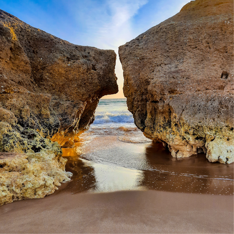 Take the short stroll to the golden sands of Galé beach