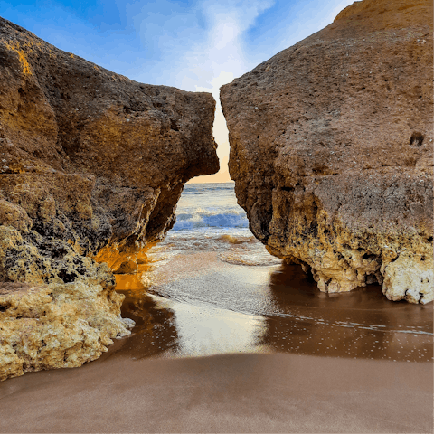Take the short stroll to the golden sands of Galé beach