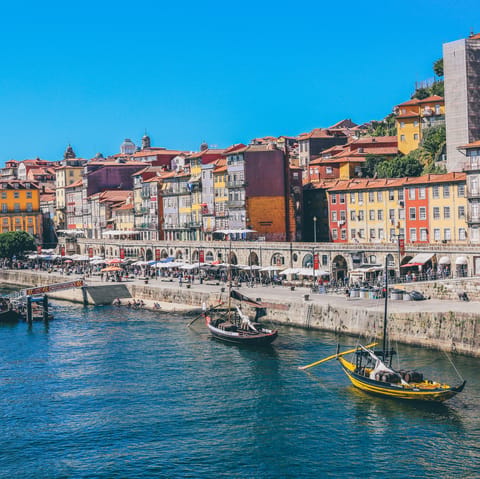 Stroll along the Cais da Ribeira, a short walk from your door
