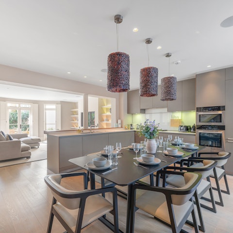 Host dinners in the stylish open-plan living space