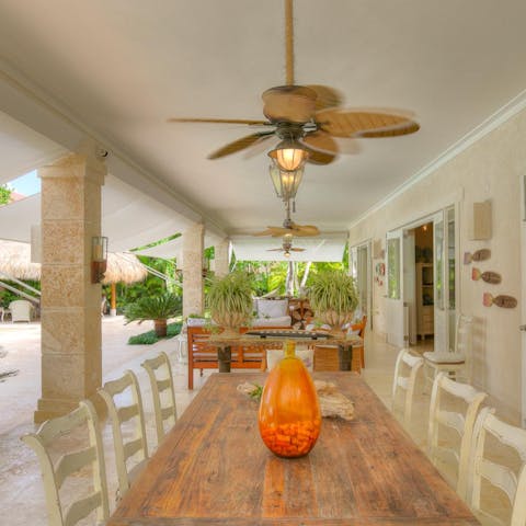 Serve up some Caribbean culinary delights at the alfresco dining area