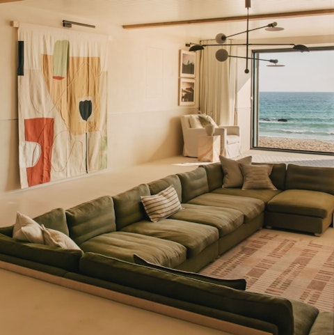 Spread out across the sunken living space for quiet evenings