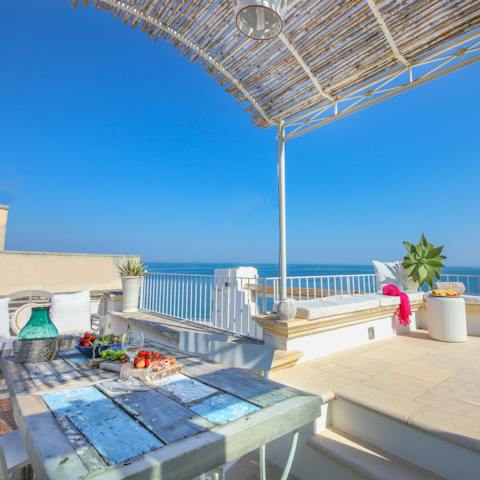 Admire wonderful sea views from the roof terrace – it's a great spot for an alfresco meal