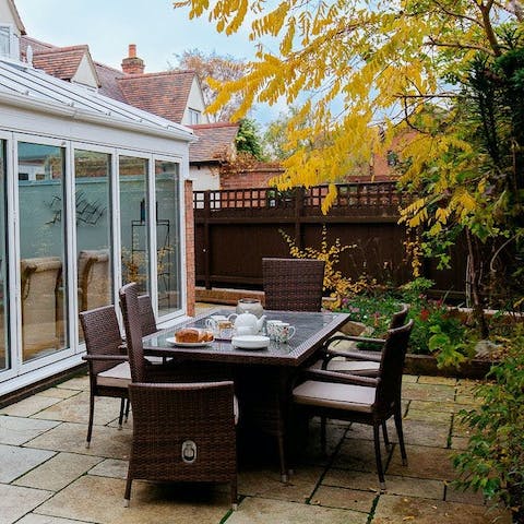 Enjoy afternoon tea in the enclosed courtyard garden