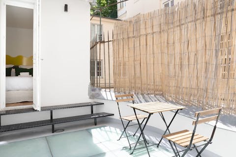 Sip your morning coffee in the sunny private courtyard