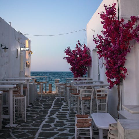 Enjoy exploring the captivating Cycladic Island of Paros with its tavernas, bars and sandy beaches