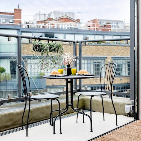 Enjoy breakfast on the terrace overlooking Central London