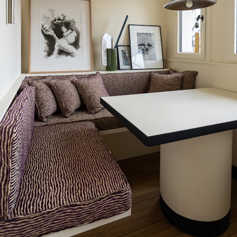 Stay home for dinner around the table, or dine at local brasseries