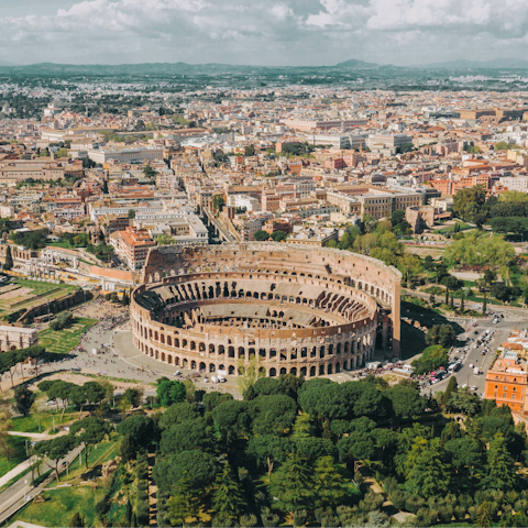 Visit Rome's Colosseum, just over an hour's drive away