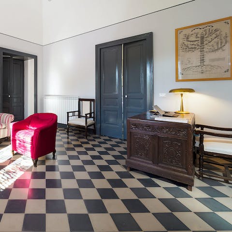 Keep on top of emails from the antique desk