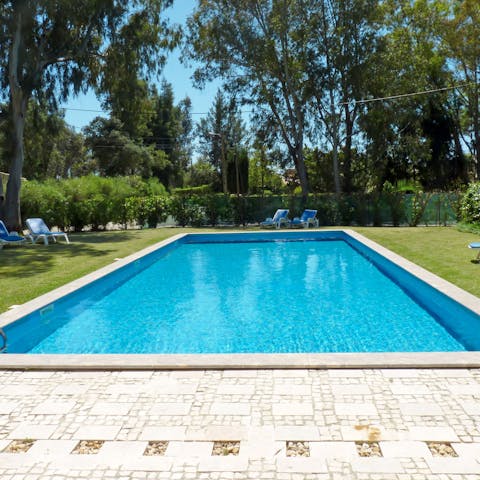 Sink into the pool on a sunny morning